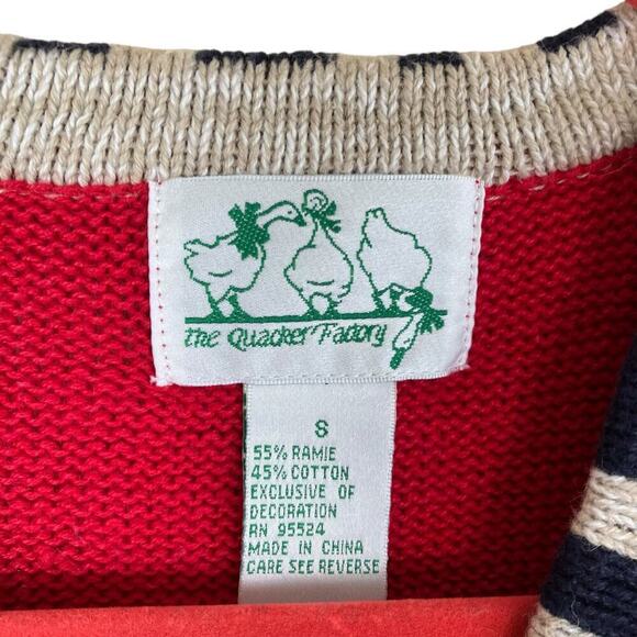 Quacker Factory Vtg USA Flag Short Sleeve Sweater Cardigan Sequins Stars Sz S - Picture 3 of 15